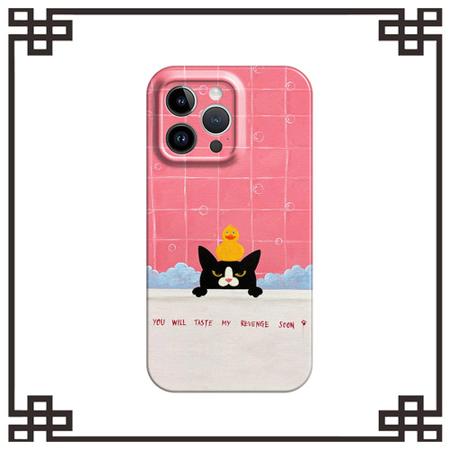 泡澡醉酒猫适用iphone17promax菲林手机壳苹果16华为p70mate50vivos19iqoo12软红米k80note14小米15一加13T硬