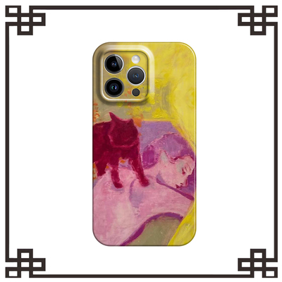女孩与猫治愈时刻适用iphone17promax菲林手机壳15苹果16华为p80mate70荣耀200vivos19软小米15红米k80note12