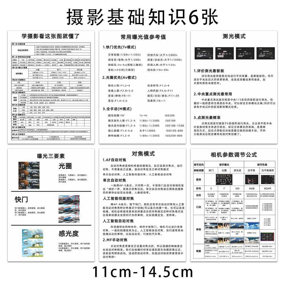 超大张】摄影基础知识贴纸新款摄影小白学习构图教程贴画手账