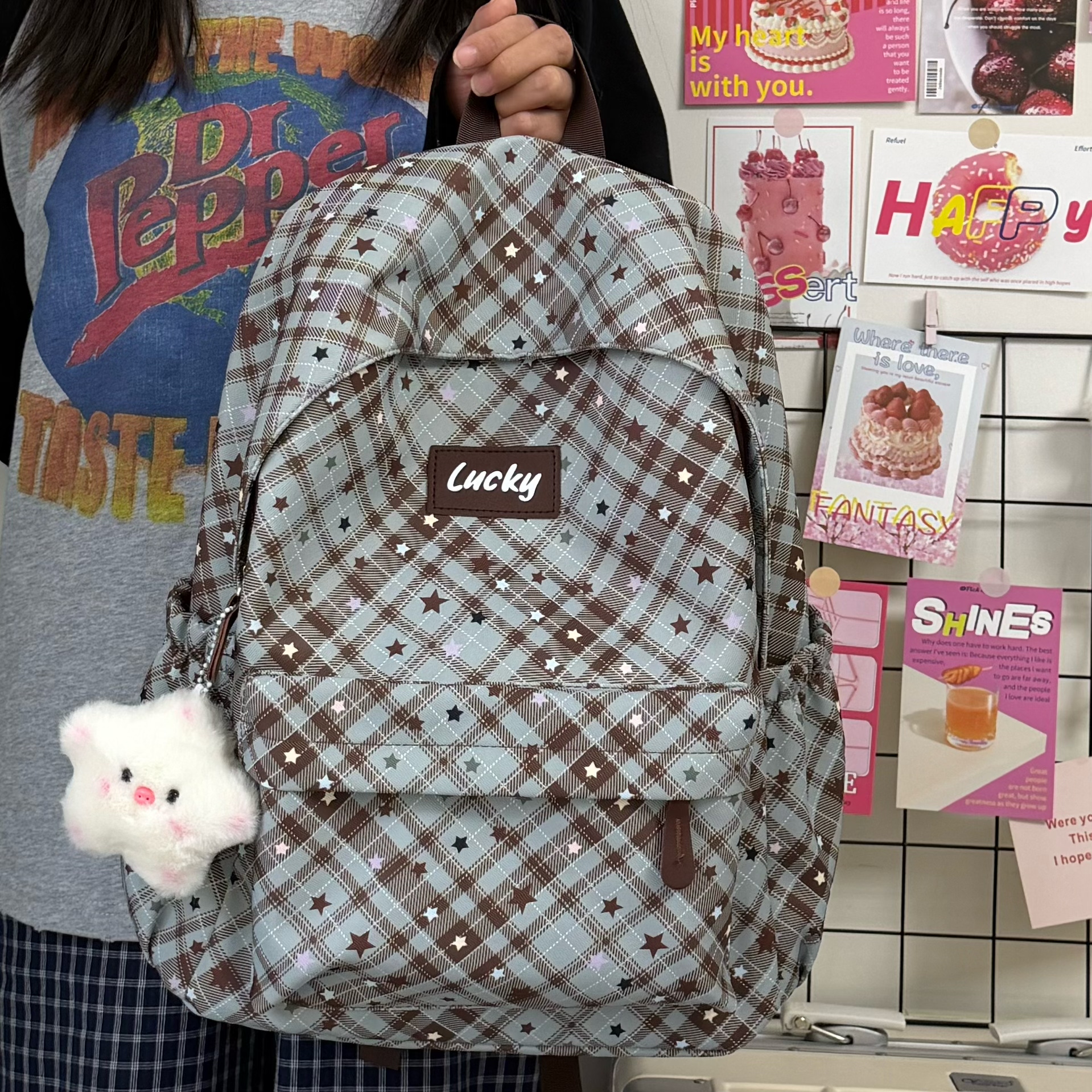 书包女初中生小学生双肩包简约百搭ins学生电脑背包旅行包