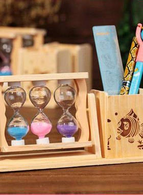 沙漏笔筒韩国学生可爱风桌面摆件