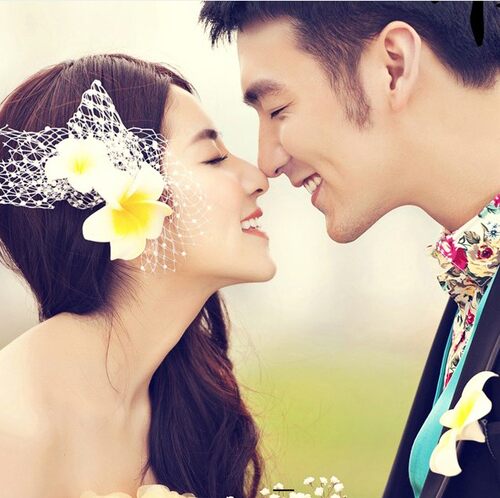 婚礼胸花发夹边夹帽花发饰 时尚海边韩版 鸡蛋花防水花百搭饰品女 - 封面