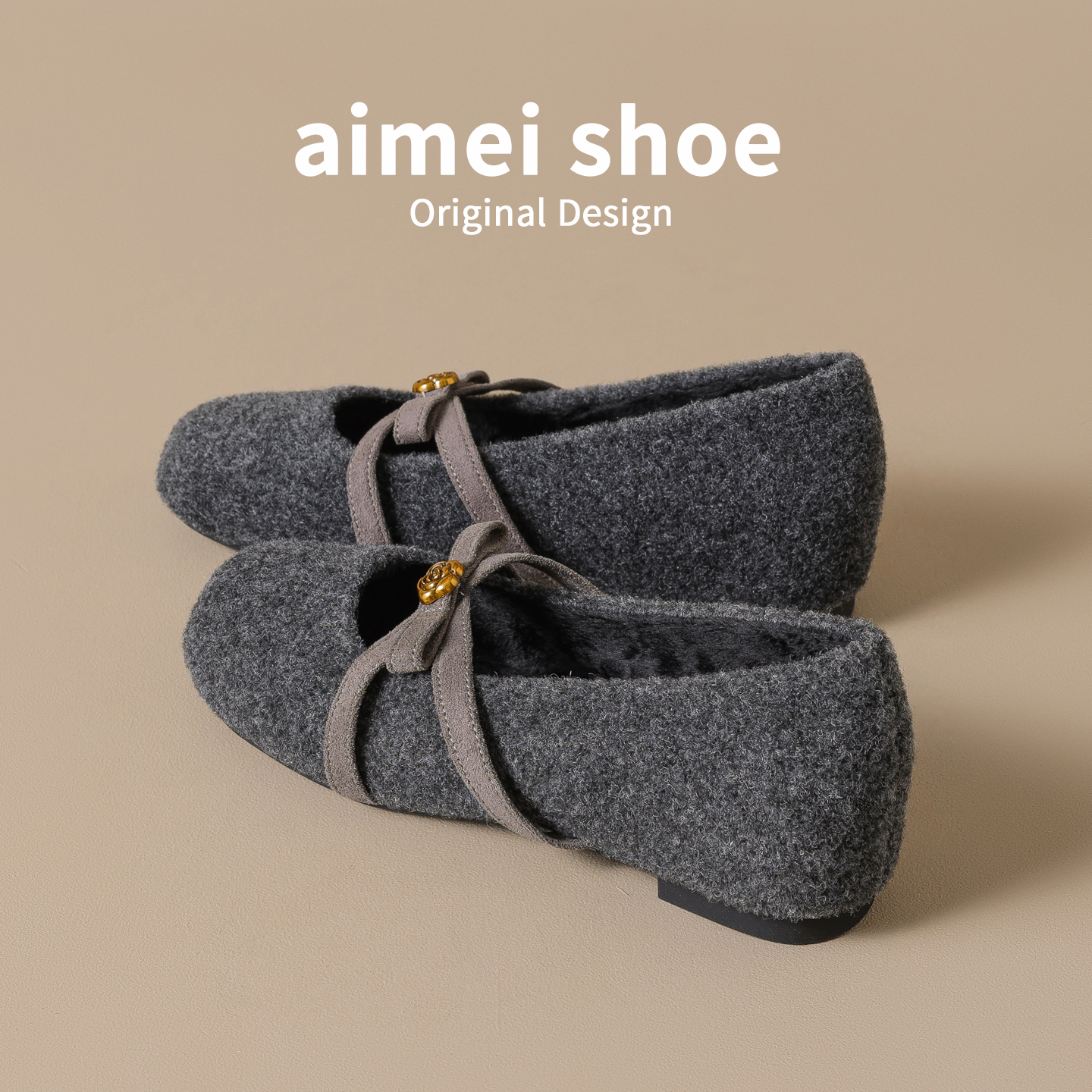 山茶花加绒玛丽珍女鞋2025新款冬小个子内增高蝴蝶结保暖毛毛棉鞋