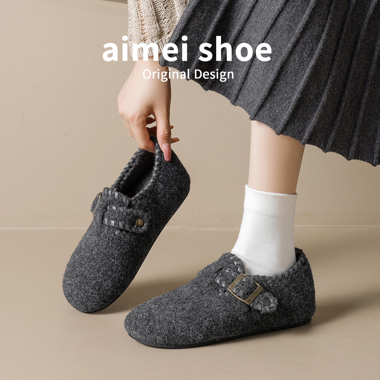 内增高灰色勃肯鞋女2025新款冬超火厚底舒适保暖加绒大码勃肯棉鞋