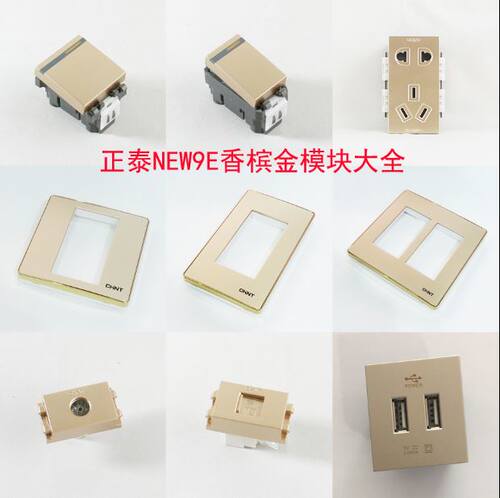 正泰120型9E香槟金墙壁开关插座