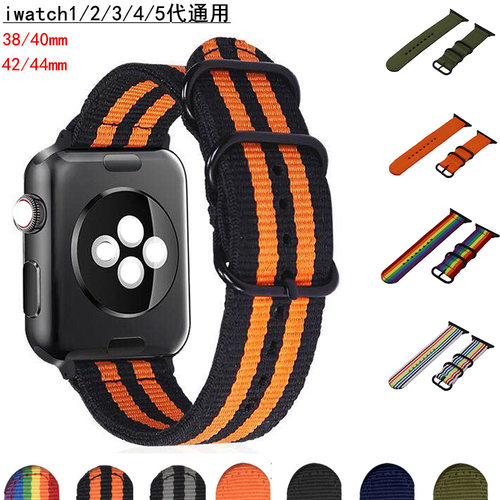 iwatch1 2 3 4 5尼龙表带表带Apple Watch苹果连接器帆布编织表带