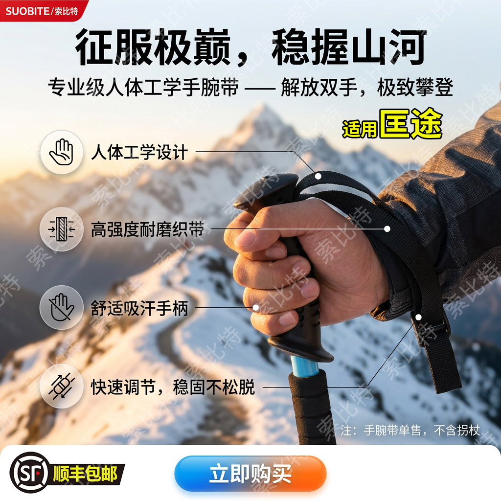 适用匡途登山杖手腕带户外滑雪杖登山杖支撑手杖腕带配件大全图片