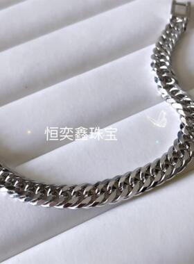 喜平情侣纯银素银嘻哈手链
