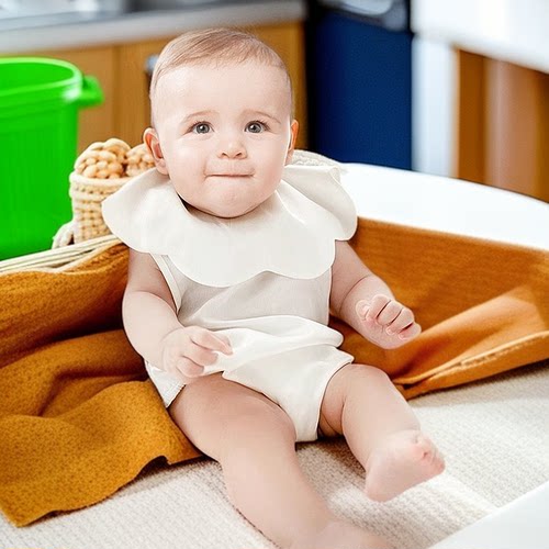 100%桑蚕丝花瓣宝宝围嘴婴幼儿口水巾男女婴童真丝围兜