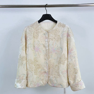 柏多伊俪国风刺绣亮片别致上衣