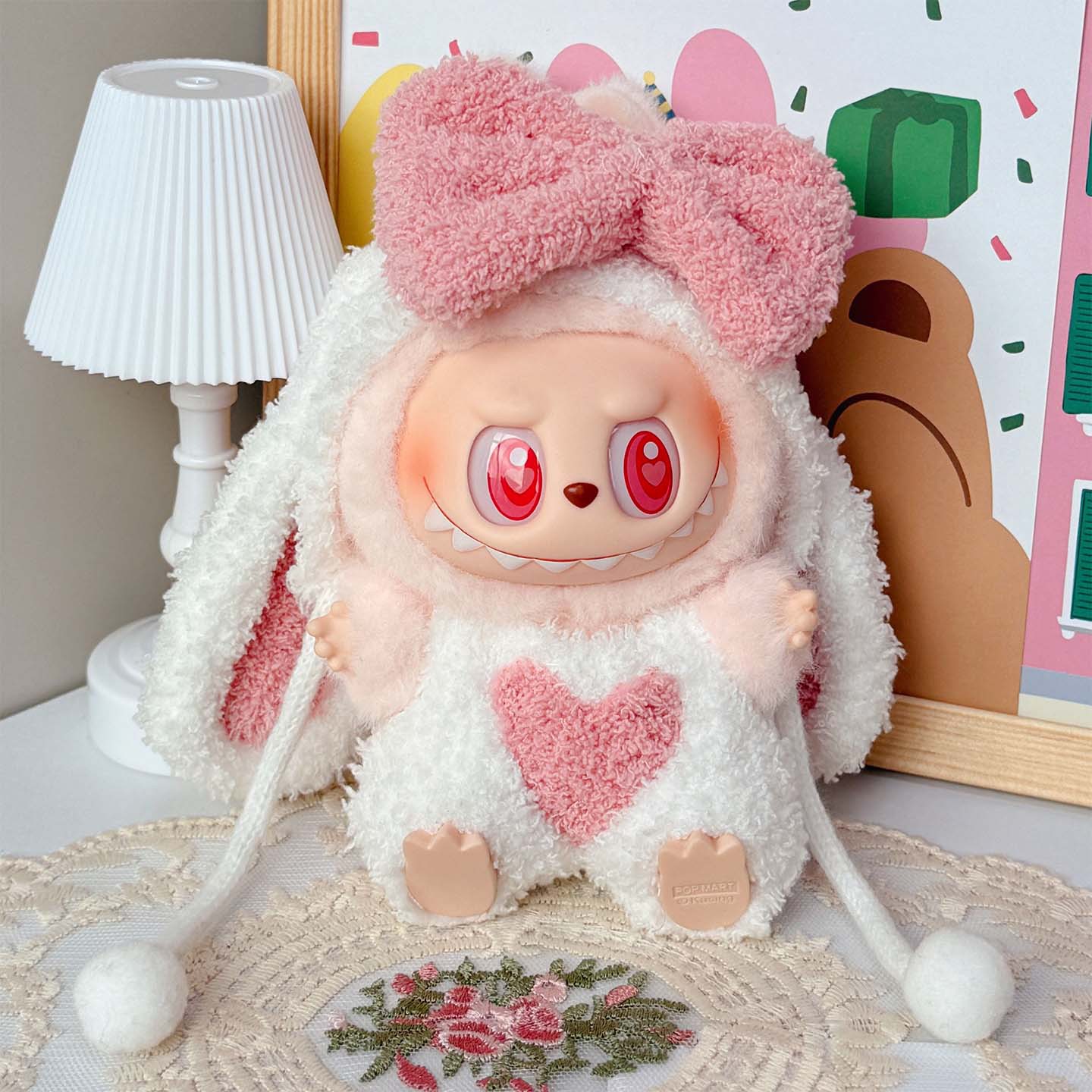 LABUBU坐坐派对娃衣拉布布马卡龙2代坐姿搪胶公仔衣服小兔潮玩