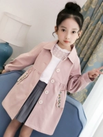 Áo gió nữ dài 2019 quần áo trẻ em nữ mới thêu mùa thu cotton thủy triều Áo khoác trẻ em Hàn Quốc - Áo khoác áo phao mùa đông bé trai