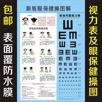 眼保健操图解挂图 学校班级墙贴眼保健图标准对数视力表新版贴纸