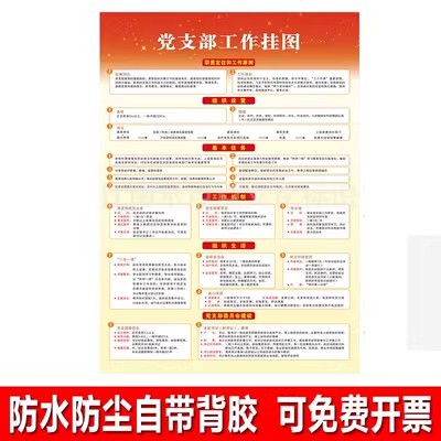 新版党支部工作挂图企业机关单位党支部活动室布置挂图展板贴纸画