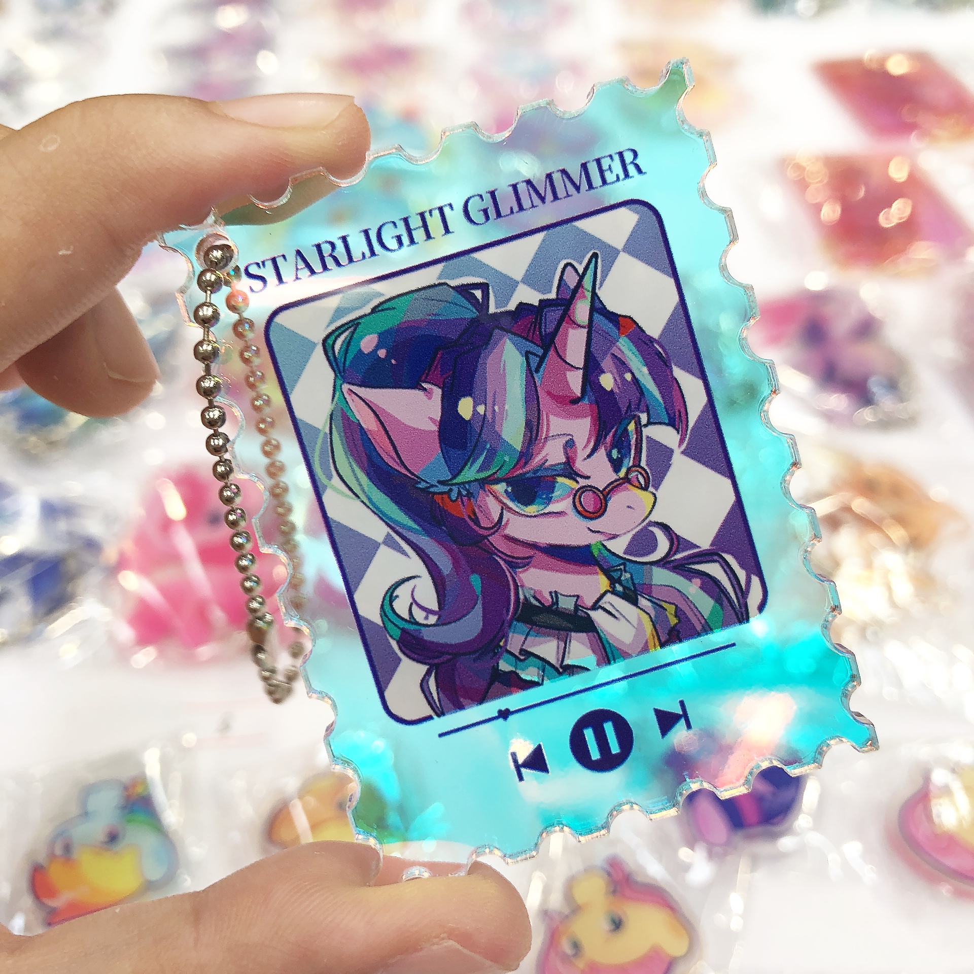 镭射邮票钥匙扣彩虹小马同人周边