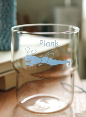 早上好商店 原创耐高温玻璃杯马年体育生玻璃杯 平板支 Plank