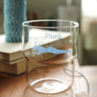 早上好商店 原创耐高温玻璃杯马年体育生玻璃杯 平板支 Plank