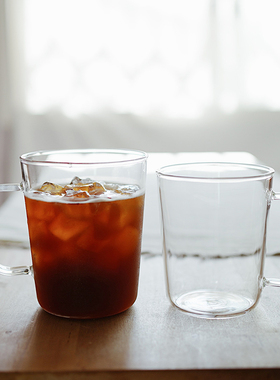 早上好商店 365天可使用的日常水杯高硼硅玻璃耐热玻璃杯带手柄