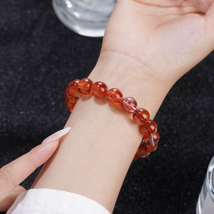天然红胶花手串女红色水晶手链女饰品礼物
