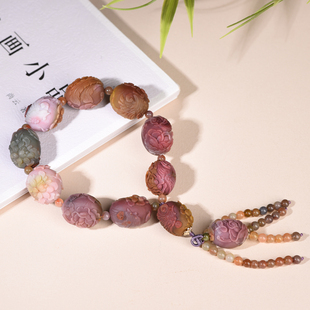 盐源玛瑙手串女男水晶玉髓玉石手链雕刻手串女饰品