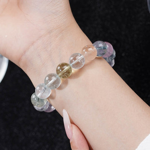 天然彩虹萤石手串女糖果色水晶七彩手链女饰品礼物