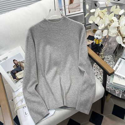 大码半高领针织衫女秋冬新款