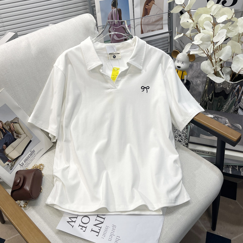 胡子叔大码女装夏季新款高级感刺绣正肩短袖polo衫T恤减龄上衣潮