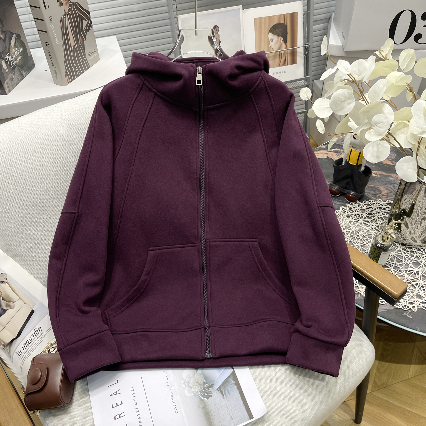 大码女装冬季通勤简约卫衣加绒