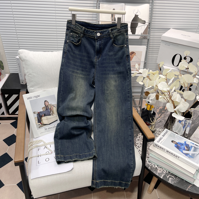 大码女牛仔裤胖mm百搭显瘦烟管裤