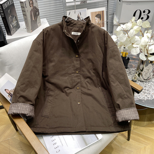 韩系轻薄羽绒棉服女胖mm宽松休闲保暖夹棉外套 冬季 胡子叔大码 女装