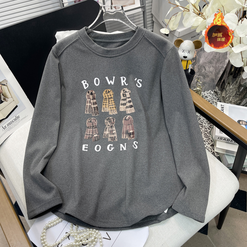 大码女加绒保暖德绒打底衫