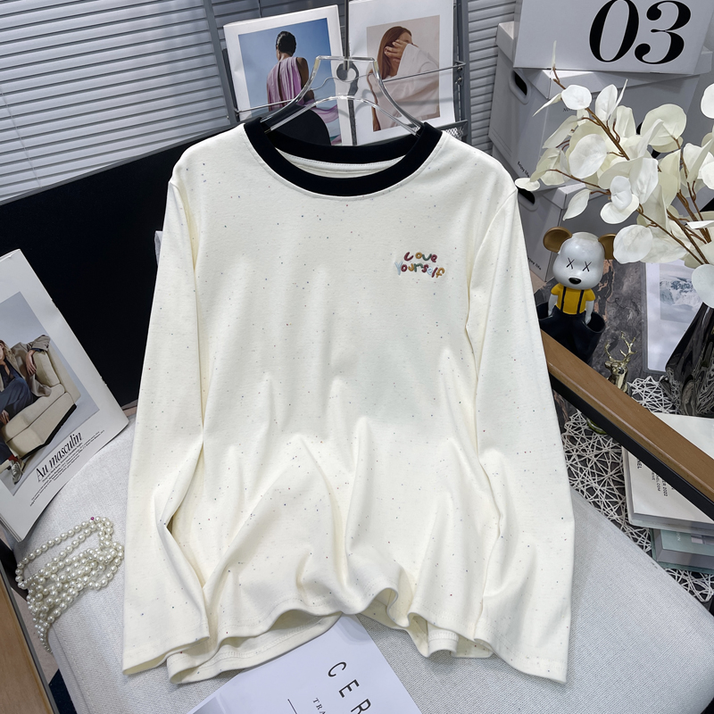 胡子叔大码女装软糯刺绣打底衫