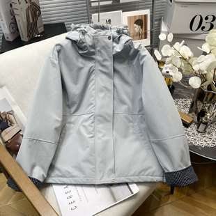 新款 冬季 设计感连帽加棉棉衣胖mm宽松休闲加厚外套 女装 胡子叔大码