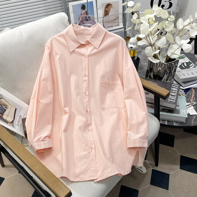 胡子叔大码女装夏季新百搭水洗棉慵懒风防晒休闲衬衫胖mm显瘦衬衣