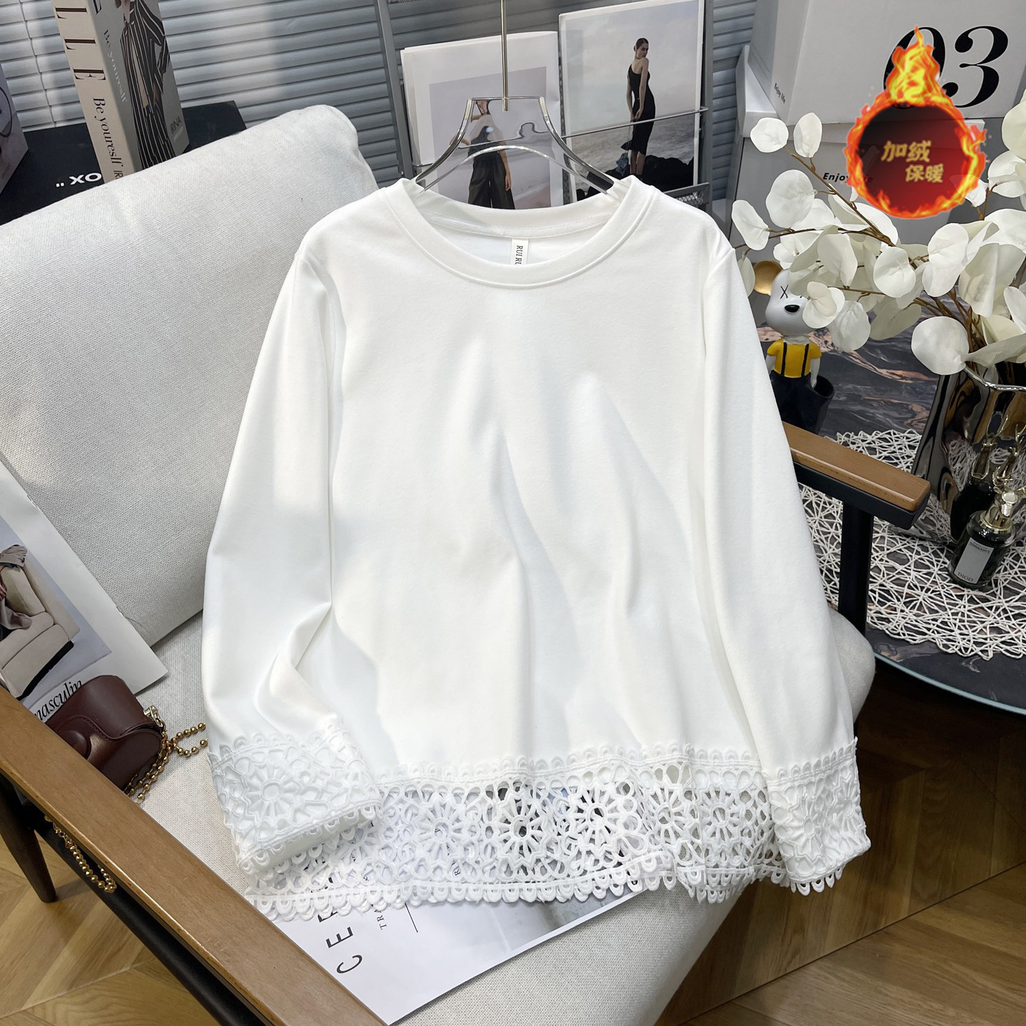 大码女装冬季新款德绒打底衫女