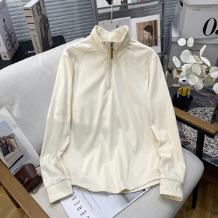 半拉链立领德绒卫衣胖mm客外穿加厚打底衫 胡子叔大码 新款 冬季 女装