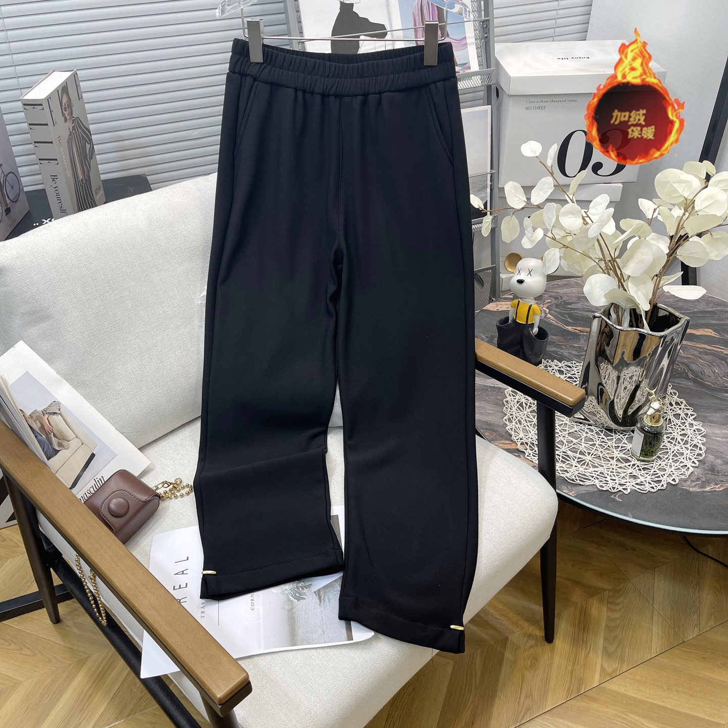 胡子叔大码女装冬季新款加绒保暖休闲裤子女胖mm松紧腰显瘦烟管裤,女装/女士精品,大码裤装,淘宝优惠券,粉丝福利购,淘宝优惠卷