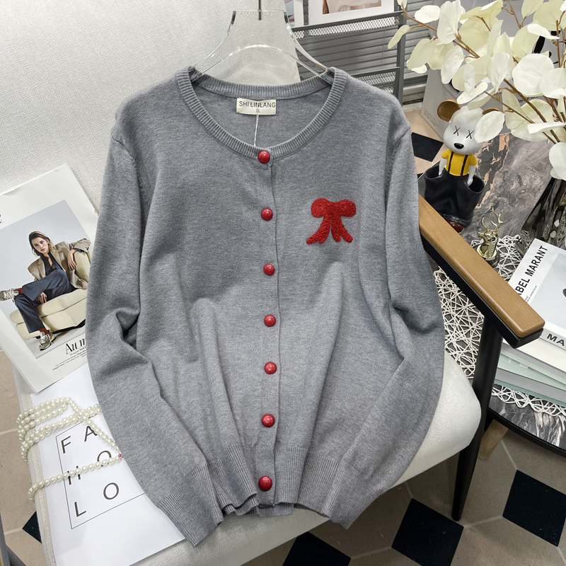 大码女装过年红色穿搭针织开衫