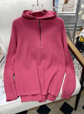 大码连帽针织衫女秋冬新款