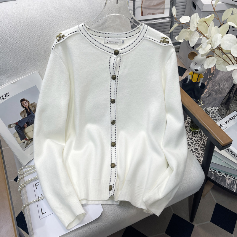 胡子叔大码设计感洋气针织开衫女春秋季胖mm宽松显瘦百搭毛衣外套,女装/女士精品,大码内搭,淘宝优惠券,粉丝福利购,淘宝优惠卷