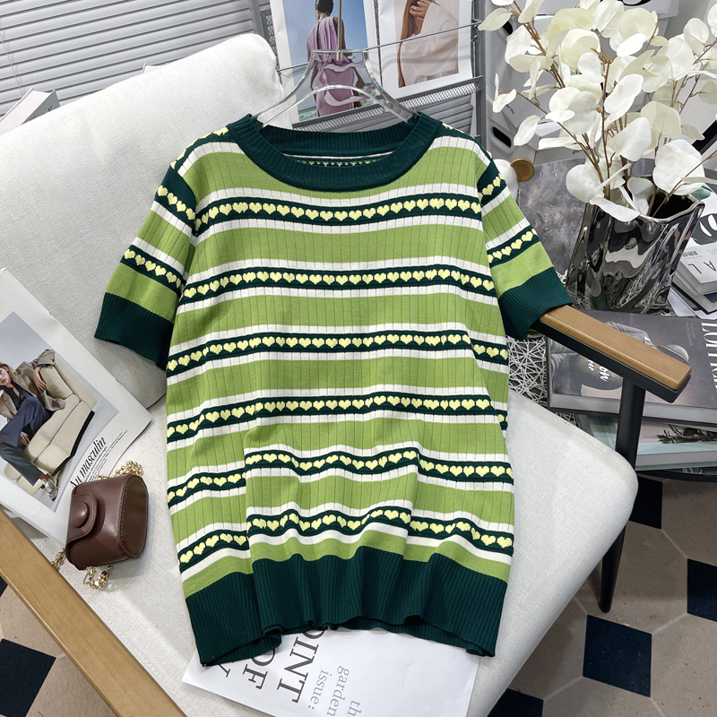 大码女装夏季新款圆领针织短袖