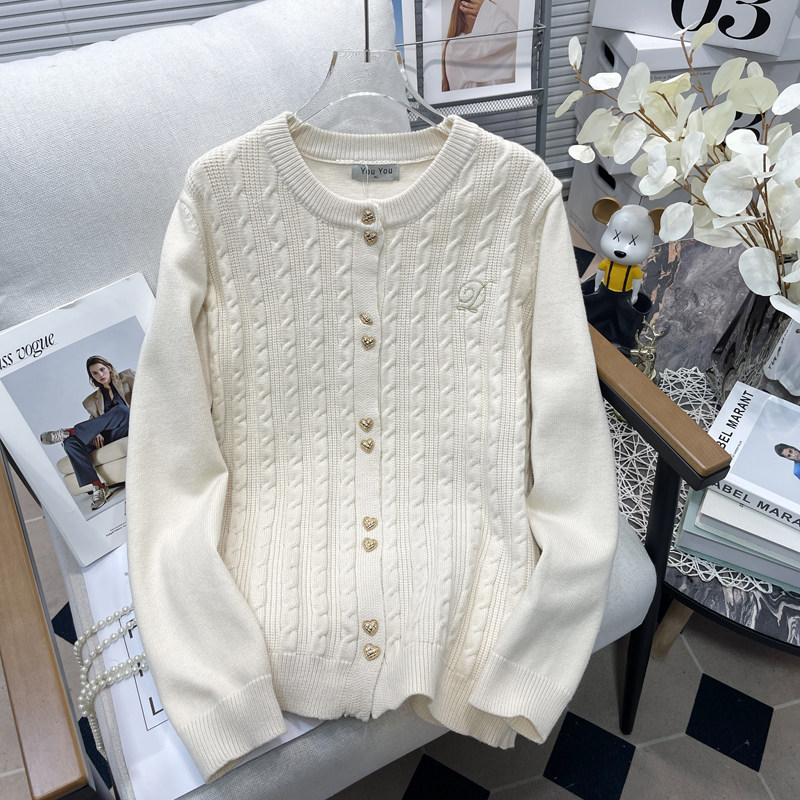 胡子叔大码胖mm秋装新款麻花加厚毛衣针织开衫外套女外穿圆领上衣,女装/女士精品,大码内搭,淘宝优惠券,粉丝福利购,淘宝优惠卷