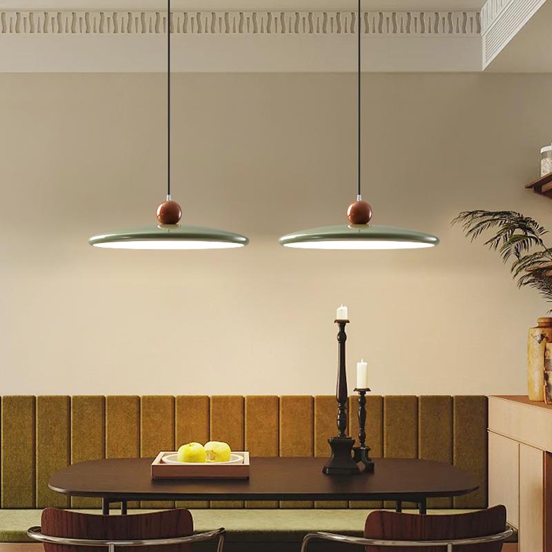 新款绿色法式复古餐厅吊灯中古奶油风餐桌灯网红侘寂风吧台飞碟灯