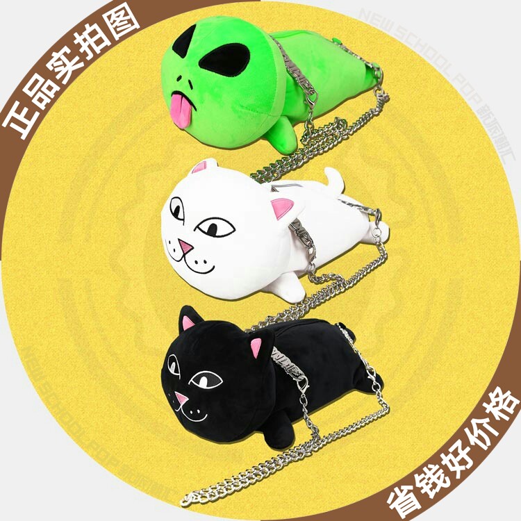 新派潮汇 ripndip bag中指贱猫单肩包外星人潮牌挎包女链条手提包
