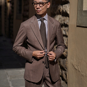 CM那不勒斯皇后英产ScabalVintage骆马棕鲨鱼纹全羊毛西装 502 套装