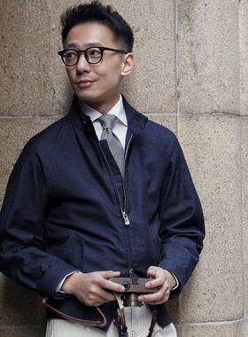 CM那不勒斯皇后墨蓝变色棉毛混纺G9大挂面哈灵顿夹克107