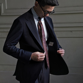 CM那不勒斯皇后藏青色强捻羊毛三防全麻衬定制西服套装 148