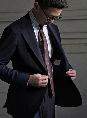 CM那不勒斯皇后藏青色强捻羊毛三防全麻衬定制西服套装148