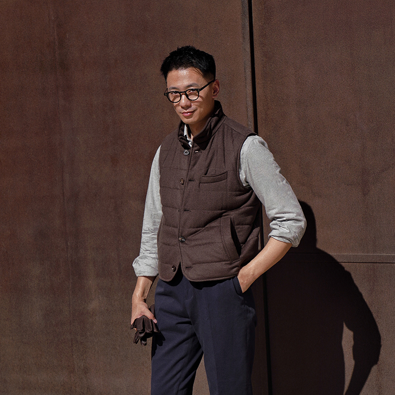 CM那不勒斯皇后巧克力色丝羊毛充棉纽扣秋冬休闲防寒背心马甲