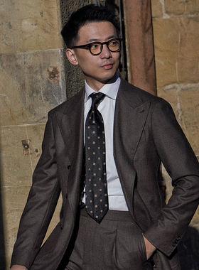 CM那不勒斯皇后意式咖色亲王格羊毛法兰绒戗驳领全麻衬西服套装25